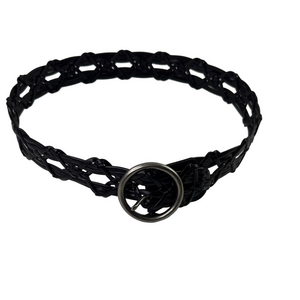 Women's Black Woven Belt with Silver Buckle